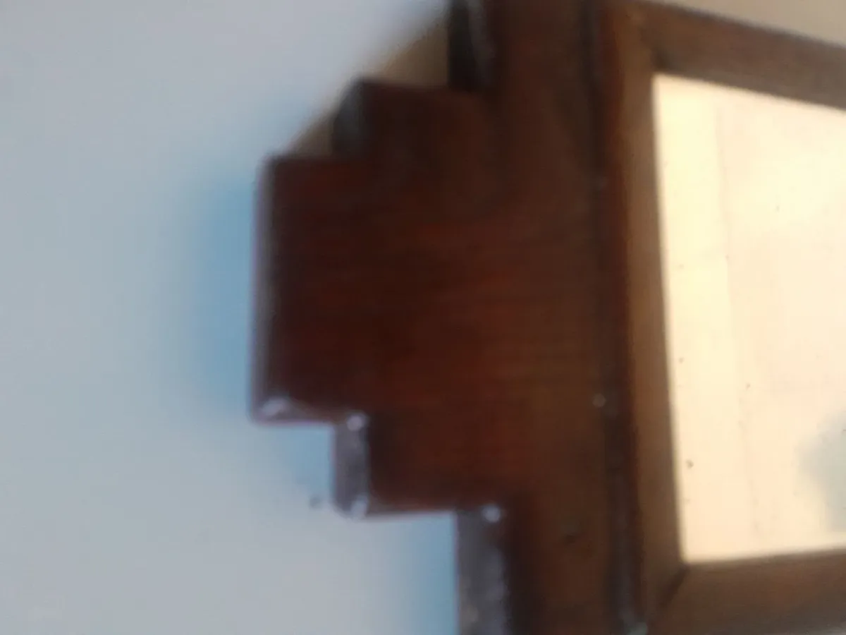 Vintage small oak framed  wall mirror - Image 2