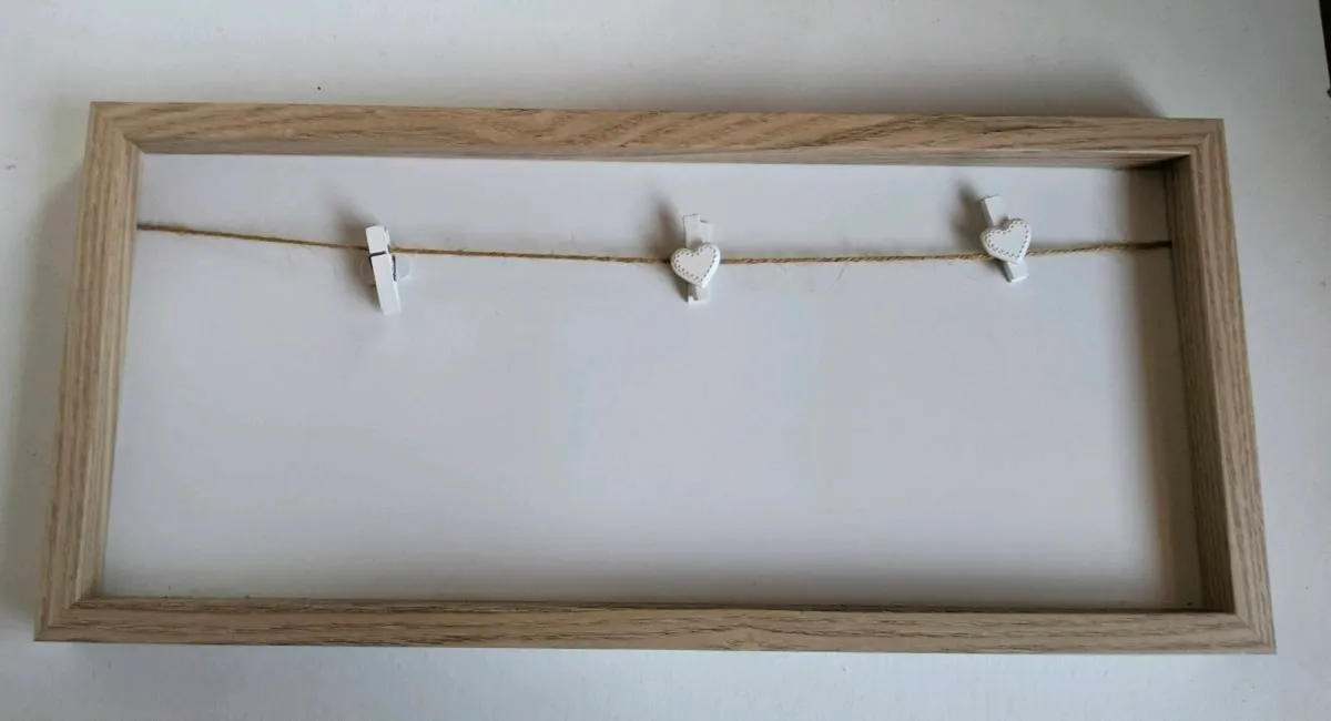 Rustic Photo Frame with Heart Clips