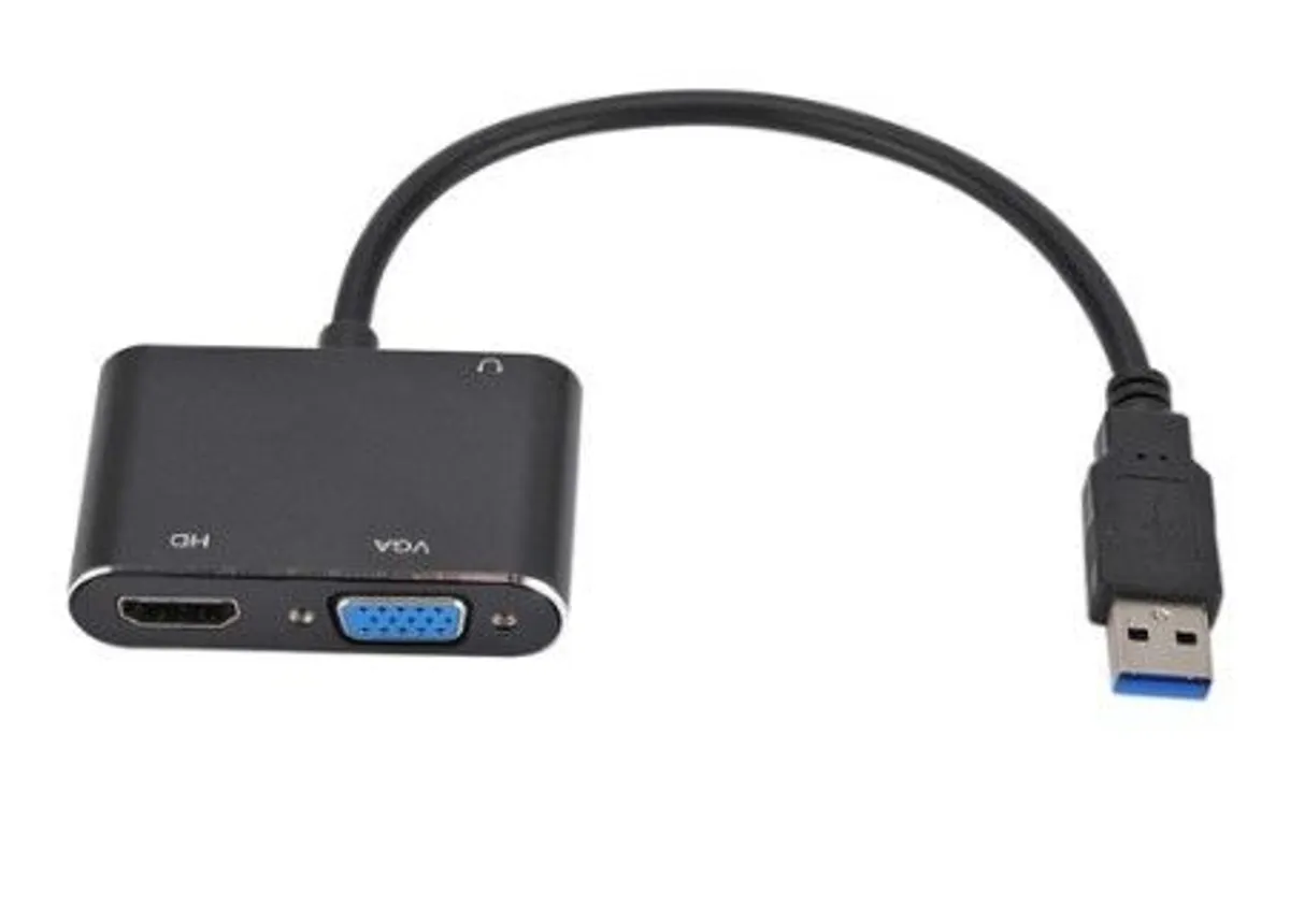 1080P HD USB3.0 to VGA HDMI-Compatible Audio Video Converter for Computer Laptop to Monitor/TV Dual Screen Display