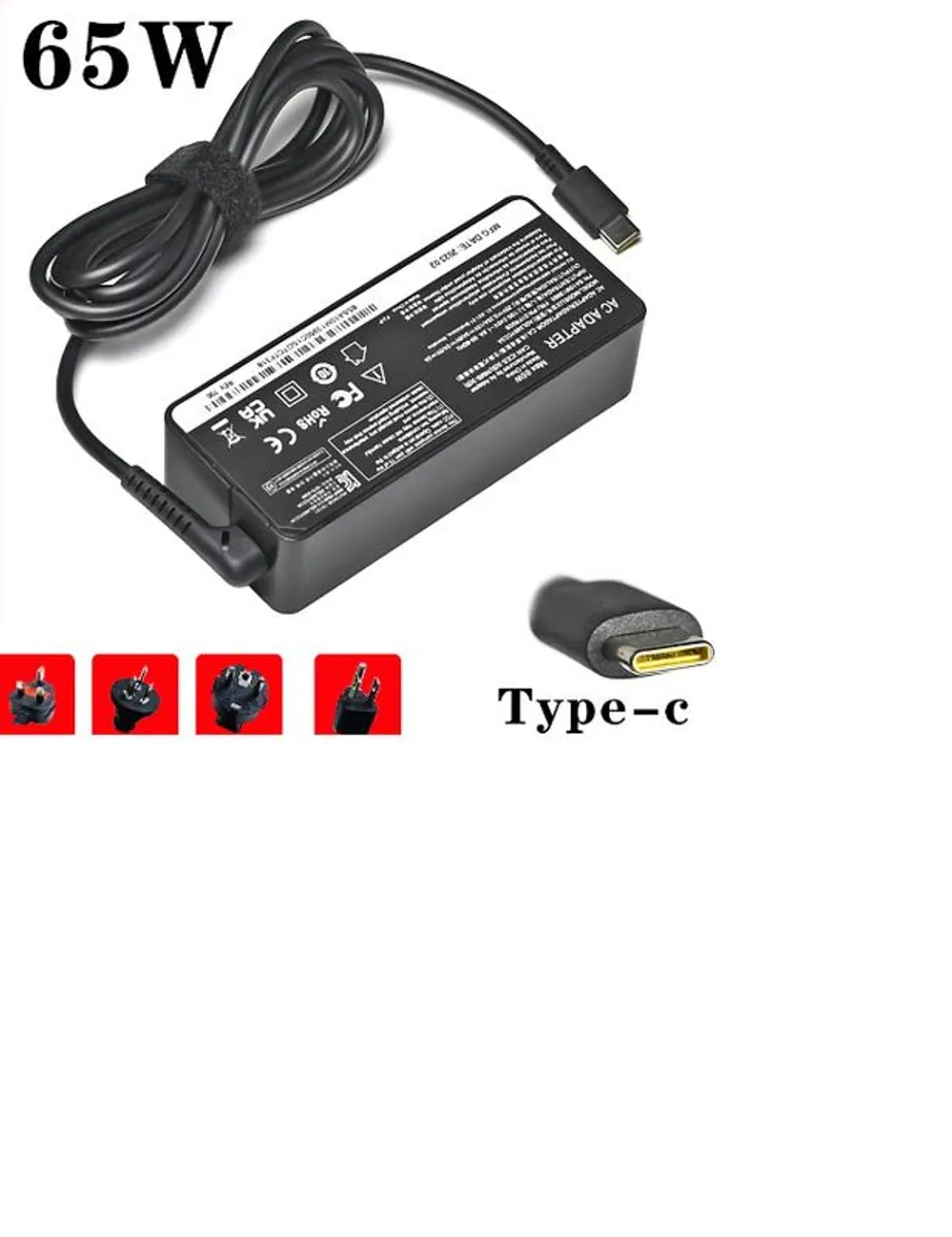 20V 3.25A 65W Universal USB Type C Laptop Mobile Phone Power Adapter Charger for Lenovo Asus HP Dell Xiaomi Huawei Google (Used) - Image 1