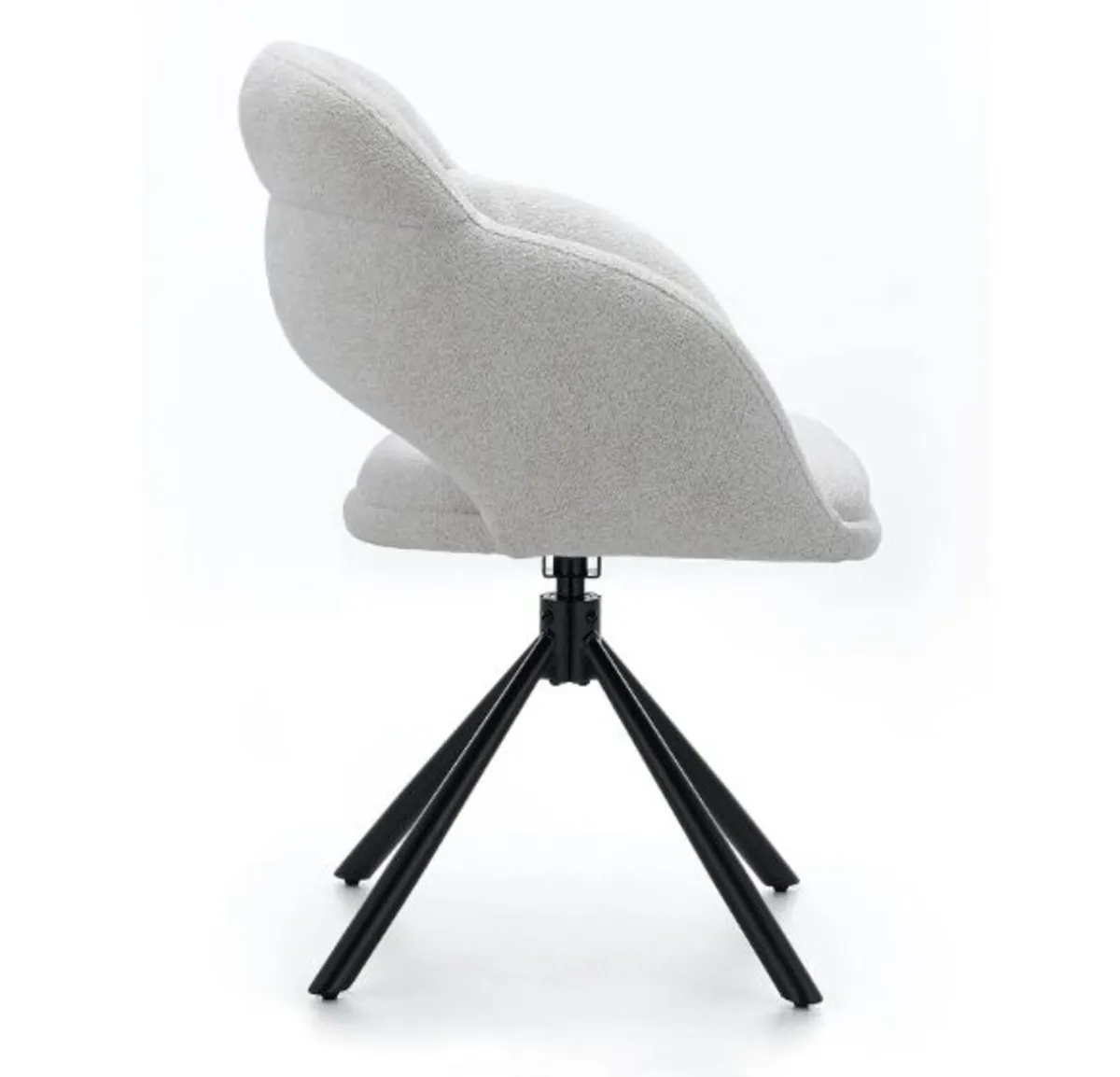 Kornelia Beige Chenille Swivel Chair – Black Metal - Image 3