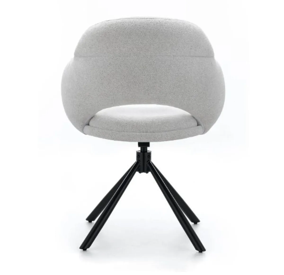 Kornelia Beige Chenille Swivel Chair – Black Metal - Image 4