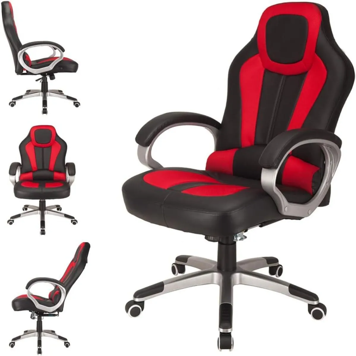 Red Deluxe Padded Sports Racing Chair Gaming - Image 1