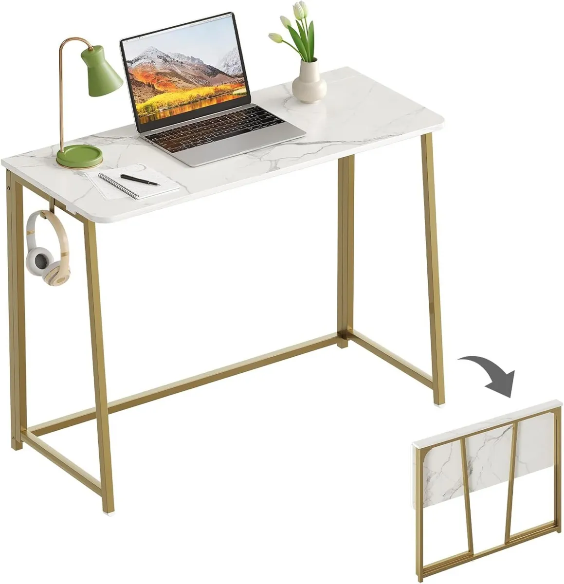 Folding Desk Small Writing Space-Saving Foldable - Image 1