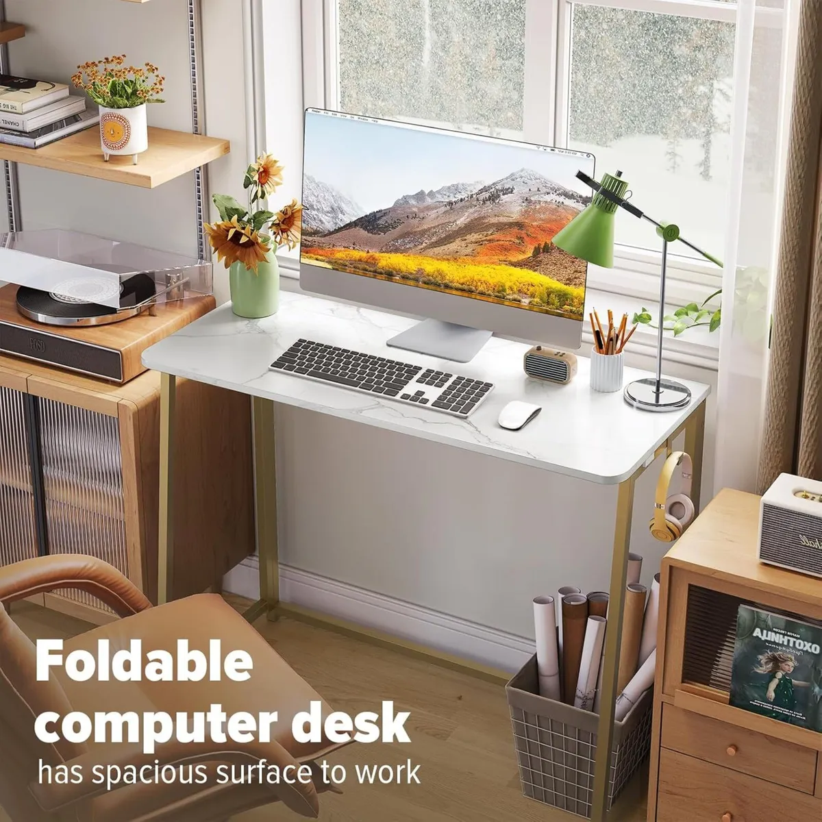 Folding Desk Small Writing Space-Saving Foldable - Image 2