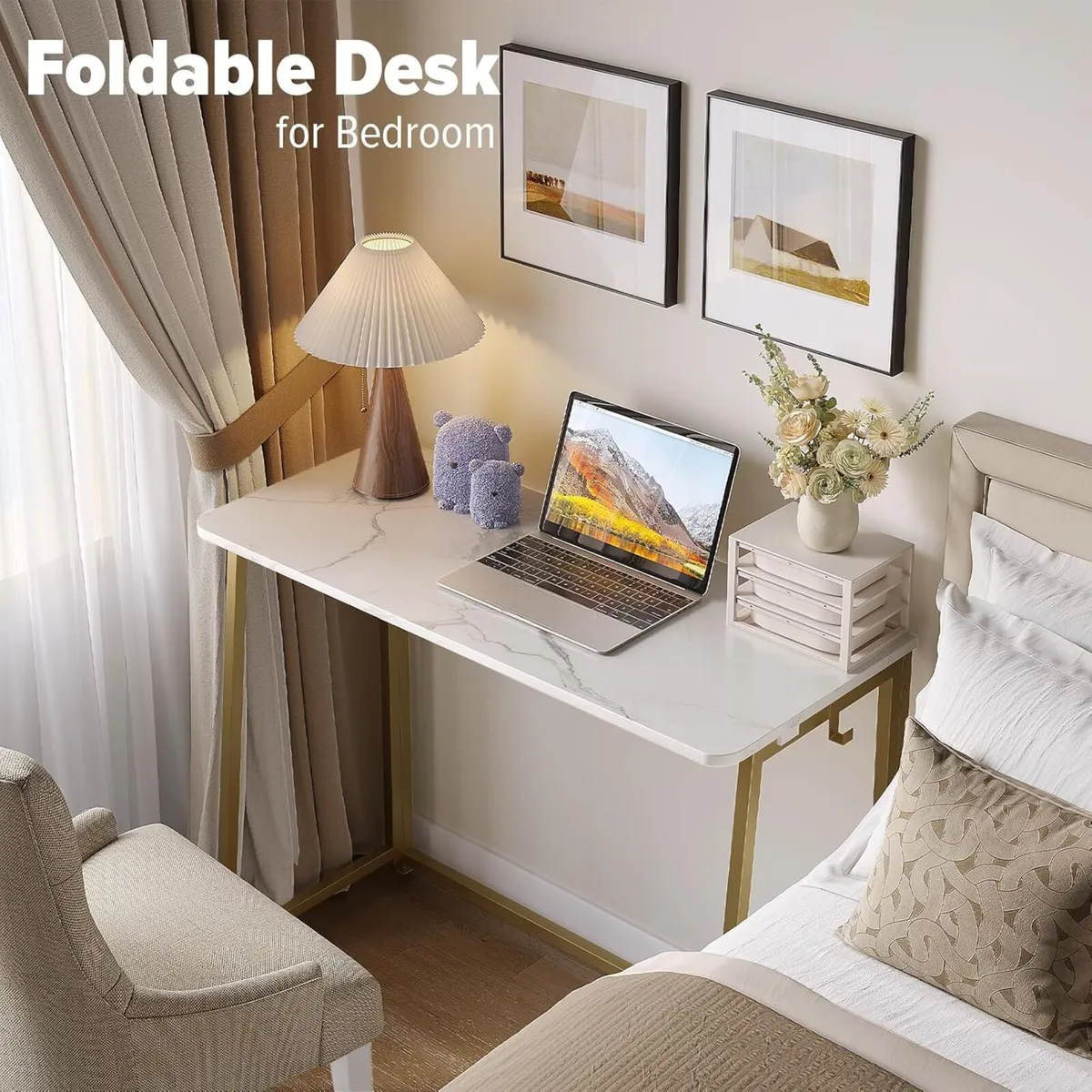 Folding Desk Small Writing Space-Saving Foldable - Image 3