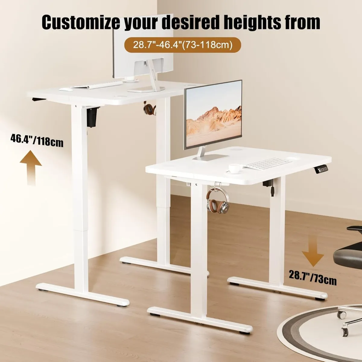 Electric Height Adjustable Standing Desk 80x60cm - Image 4