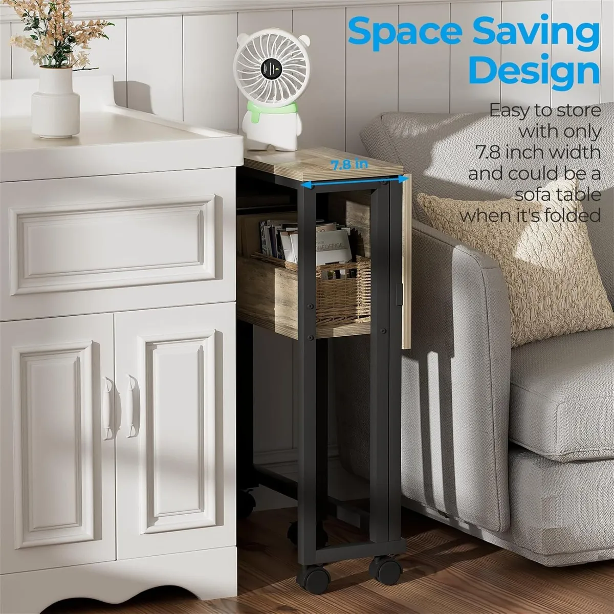 Small Folding Desk with Storage Shelf 63 cm - Image 4