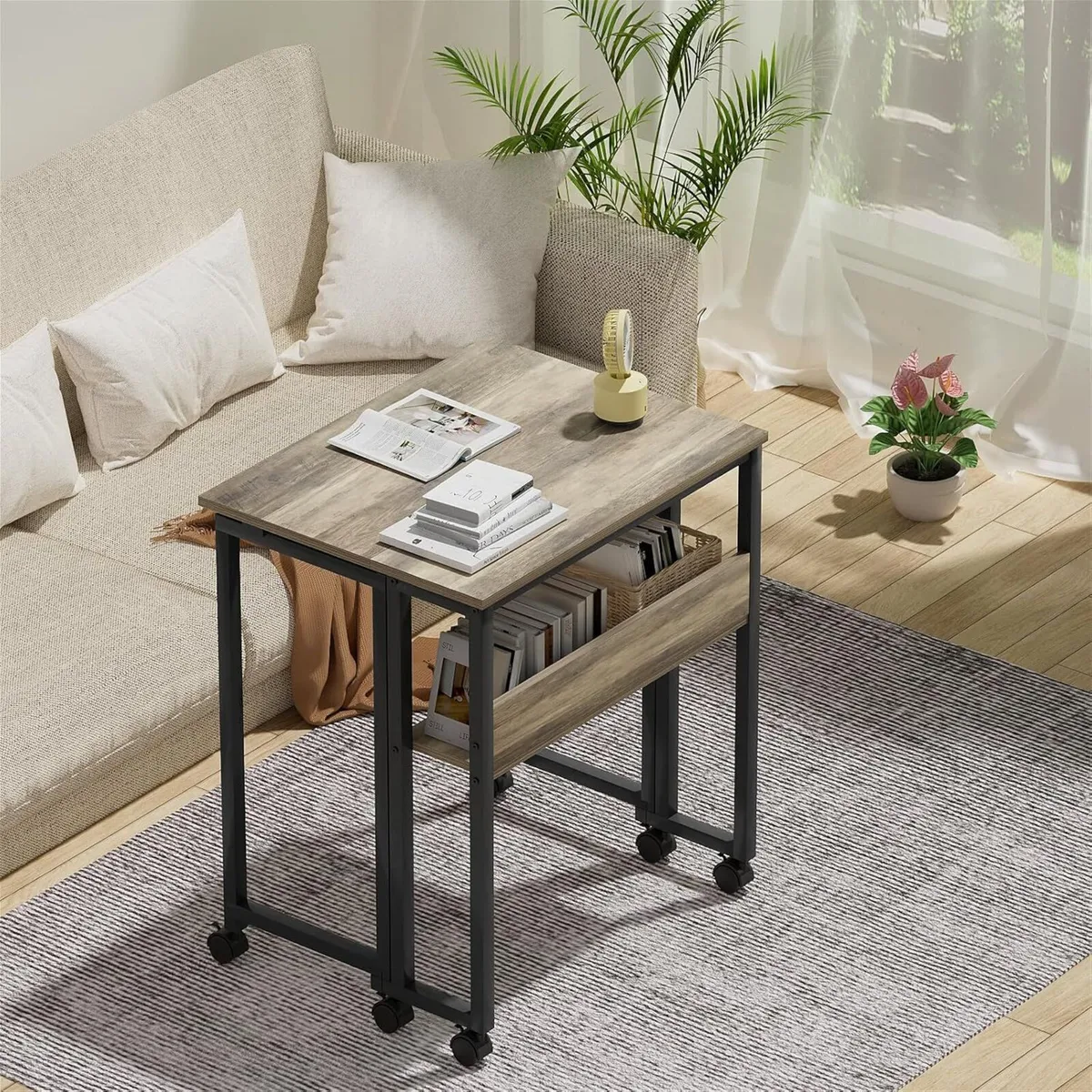 Small Folding Desk with Storage Shelf 63 cm - Image 2