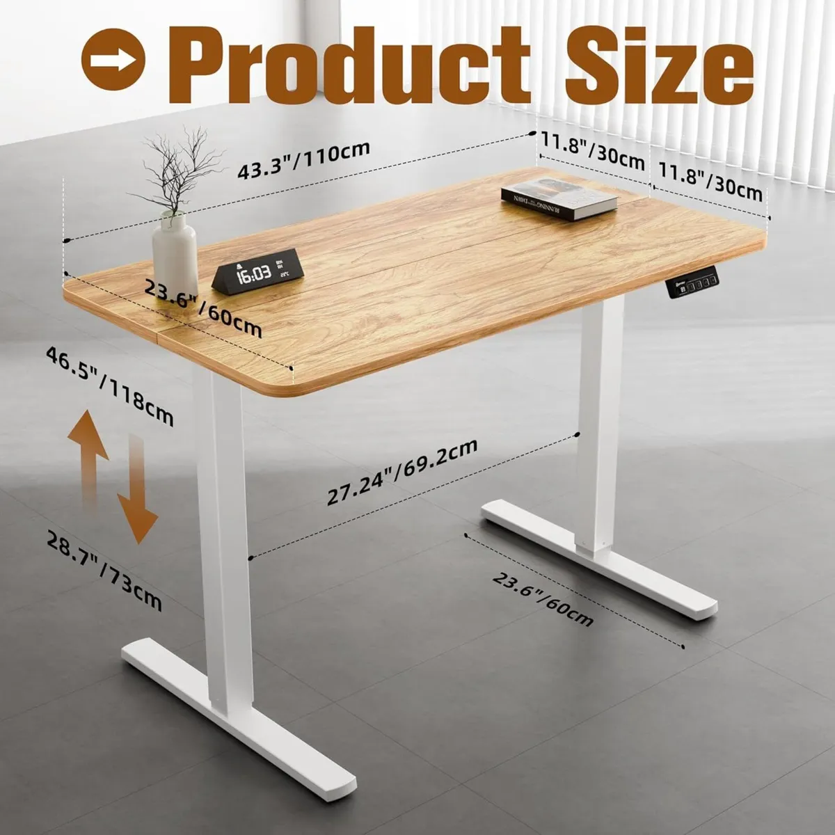 Standing Desk 110x60cm Height Adjustable Stand Up - Image 3