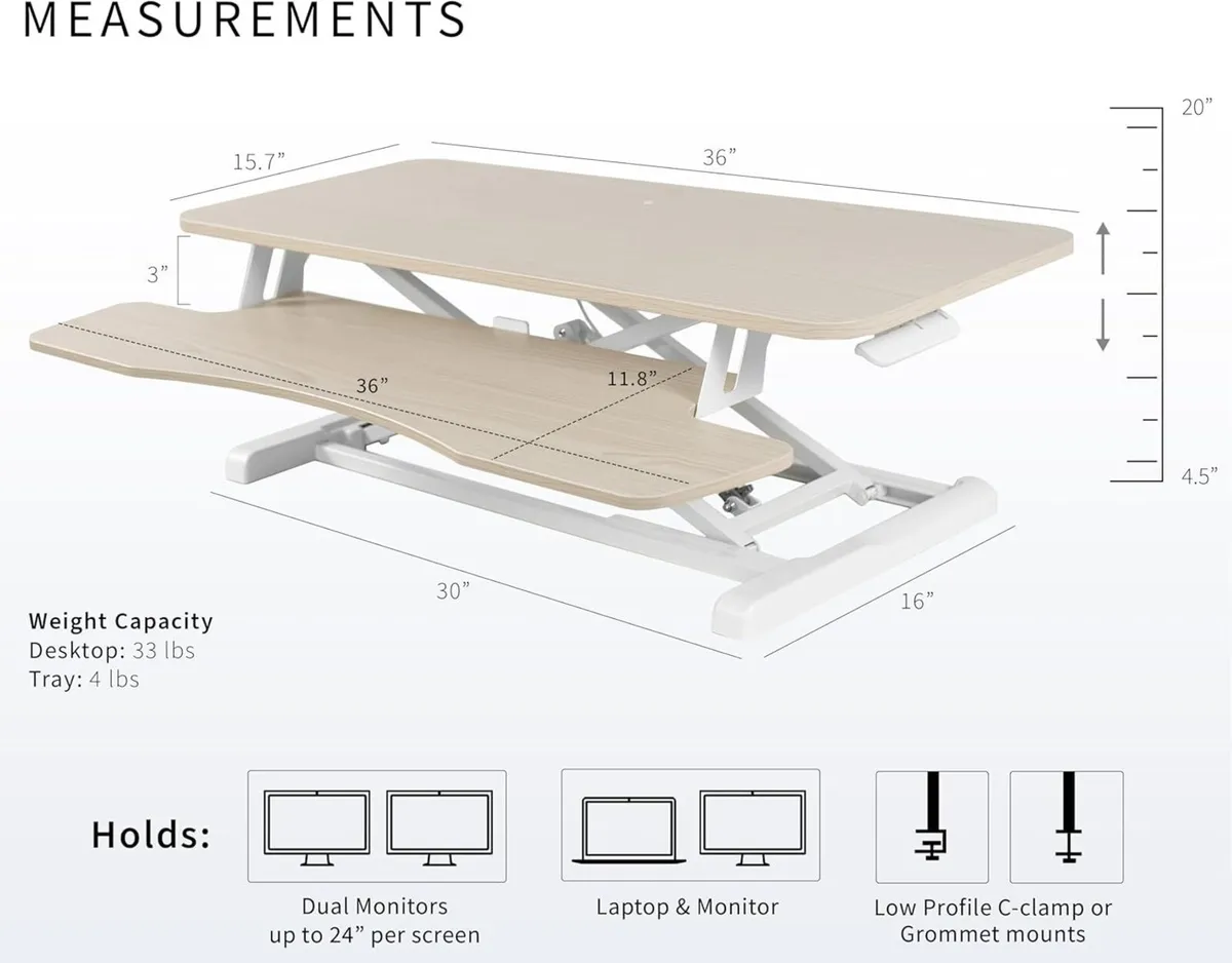 91cm Desk Converter K Series Height Adjustable - Image 3
