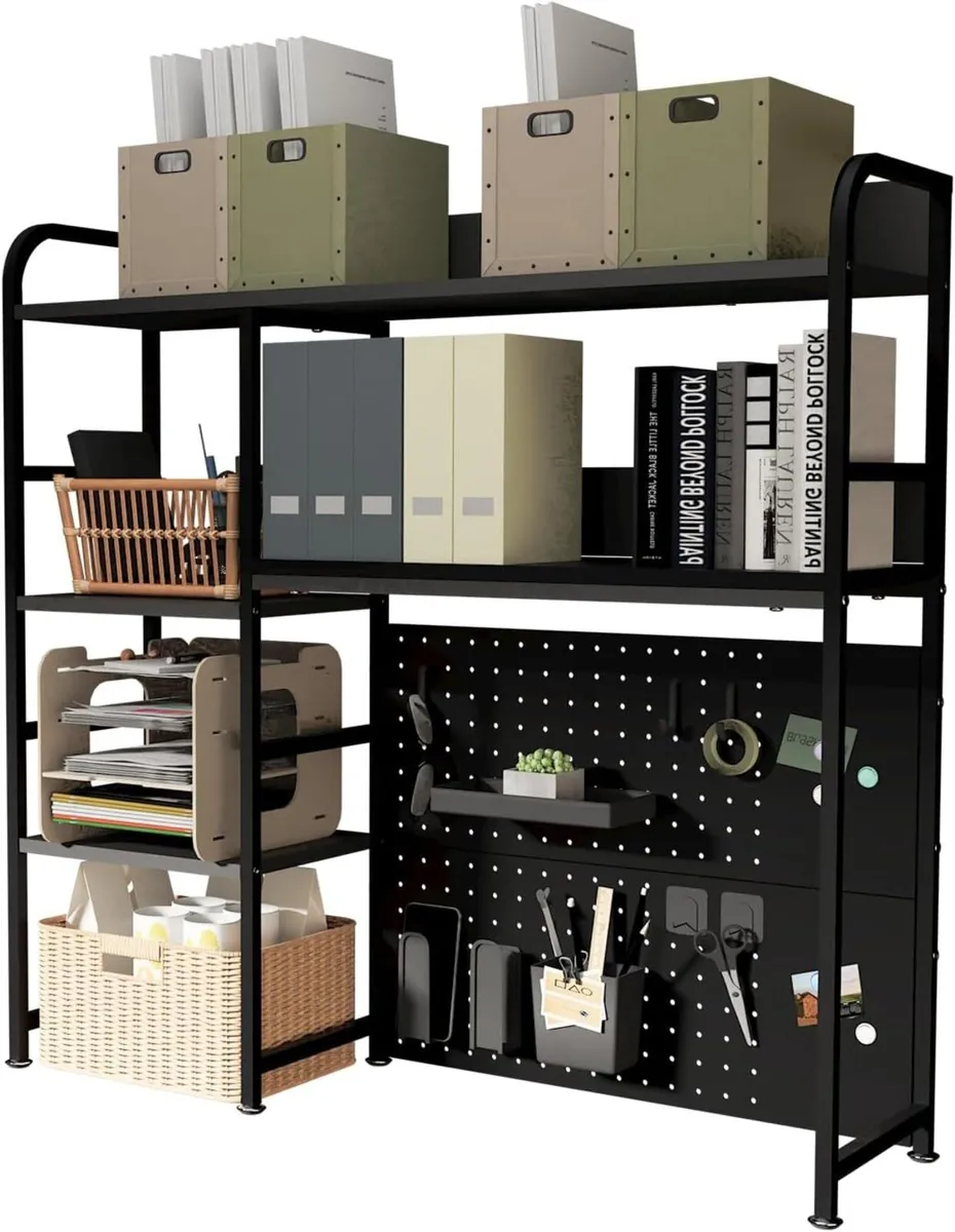 2-Tier Desk Shelf with storage rack Black 95CM - Image 1