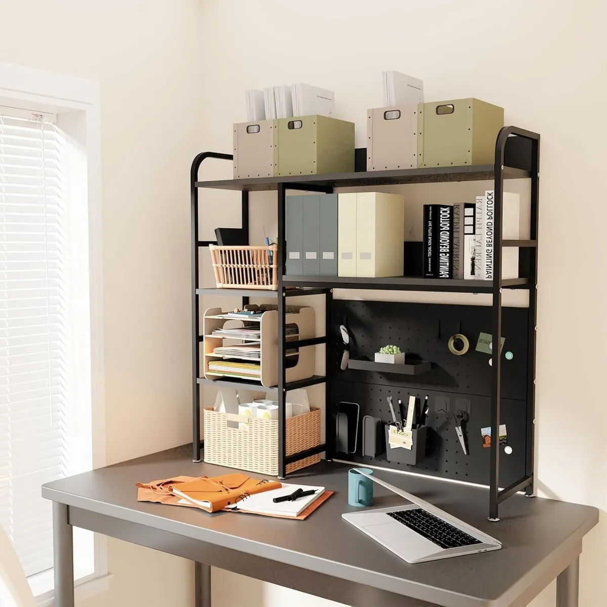 2-Tier Desk Shelf with storage rack Black 95CM - Image 2