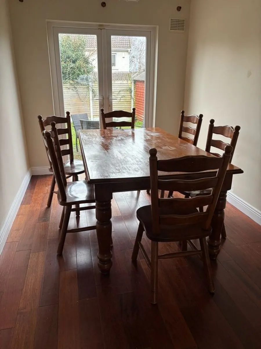 Solid Wood Dining Table and 6 Chairs - Image 1