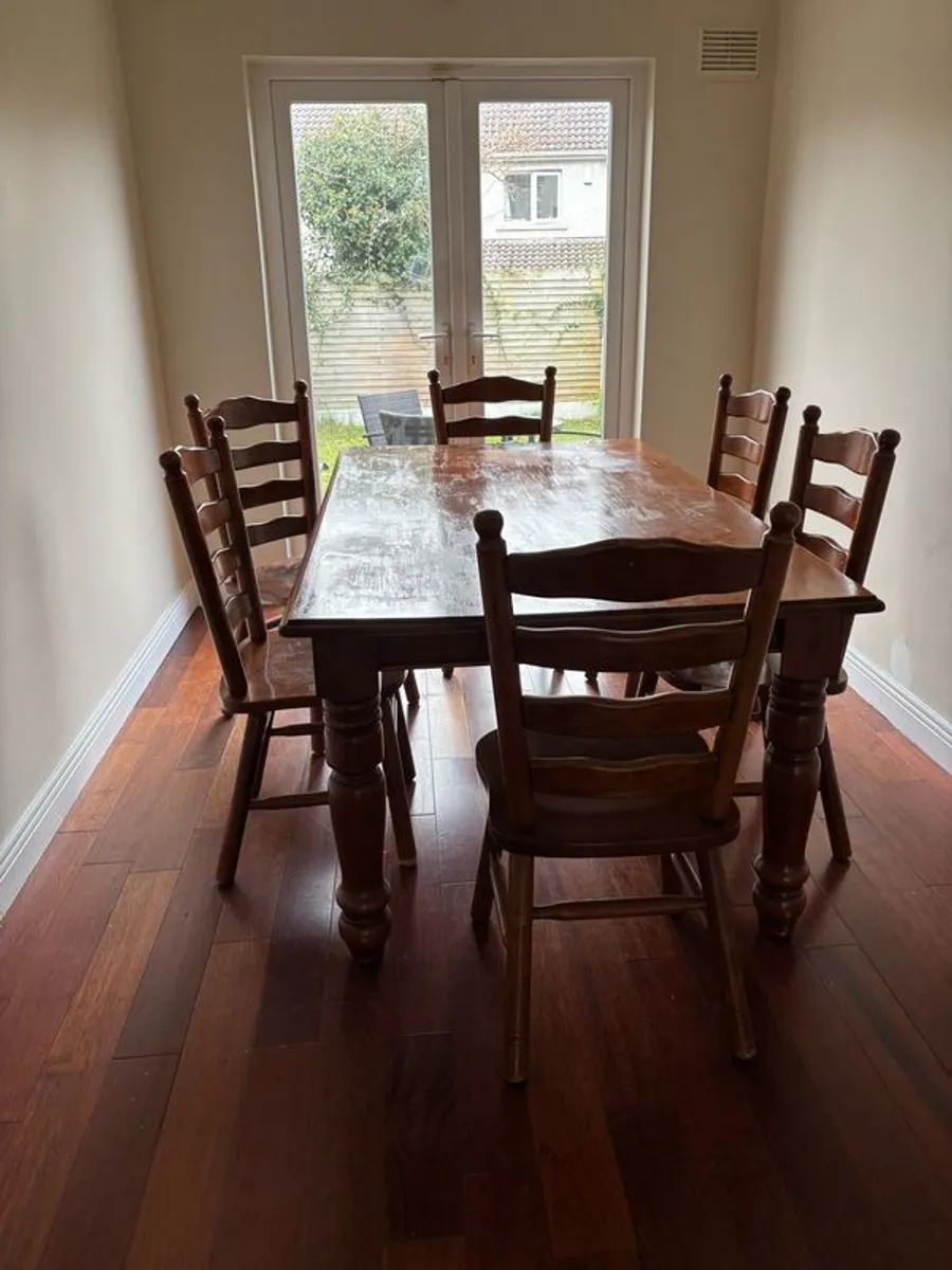 Solid Wood Dining Table and 6 Chairs - Image 2