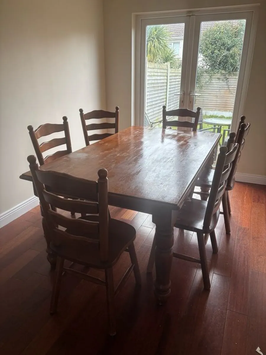 Solid Wood Dining Table and 6 Chairs - Image 3