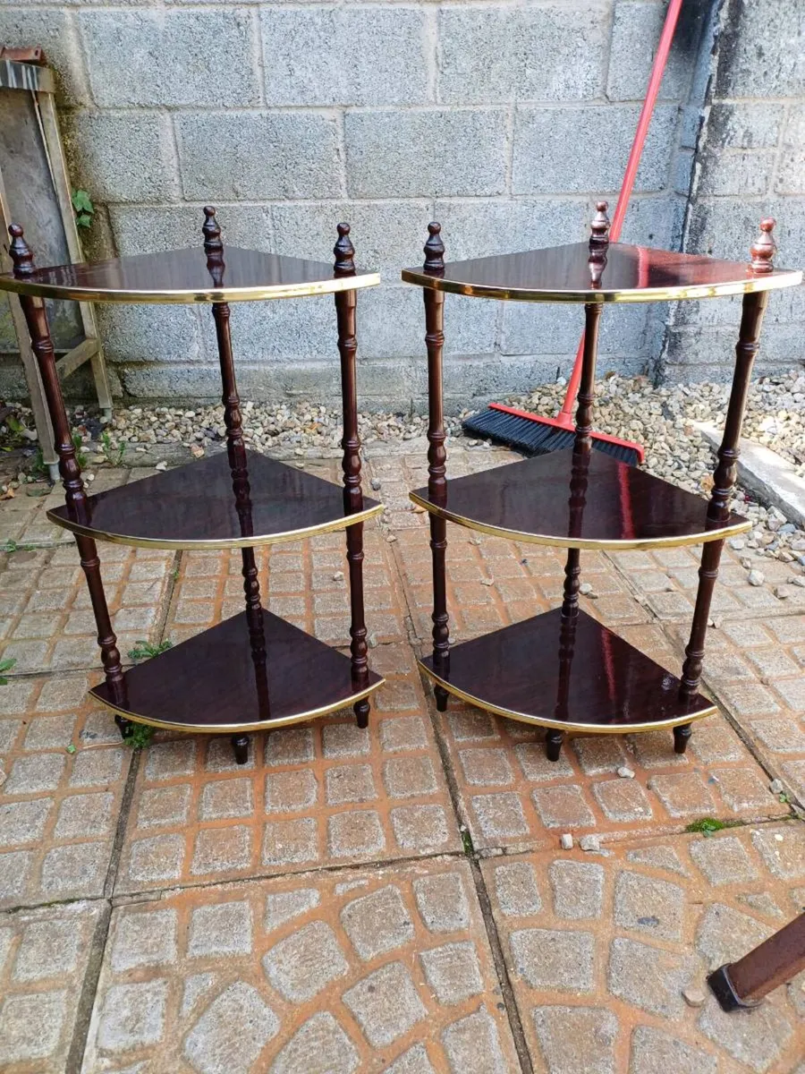 Vintage Mahogany Corner Shelves - Image 3
