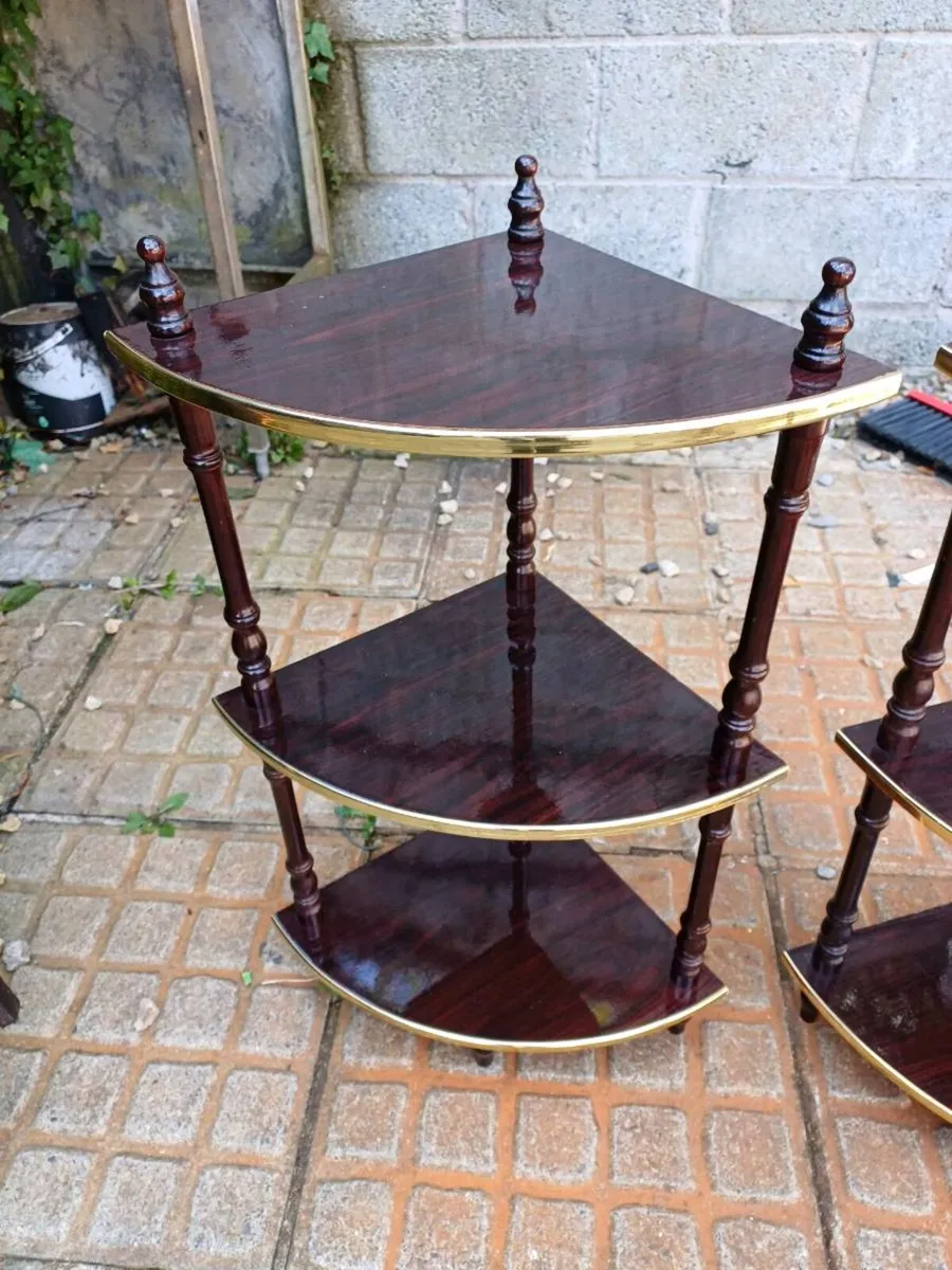 Vintage Mahogany Corner Shelves - Image 4