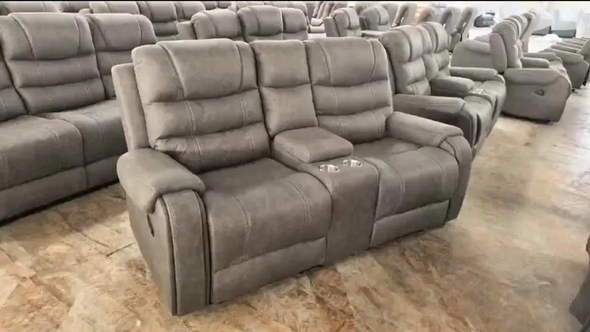 Maddison Grey Fabric 3+2 or 3+1+1 Recliner Sofa - Image 3