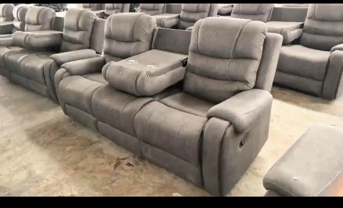 Maddison Grey Fabric 3+2 or 3+1+1 Recliner Sofa - Image 4