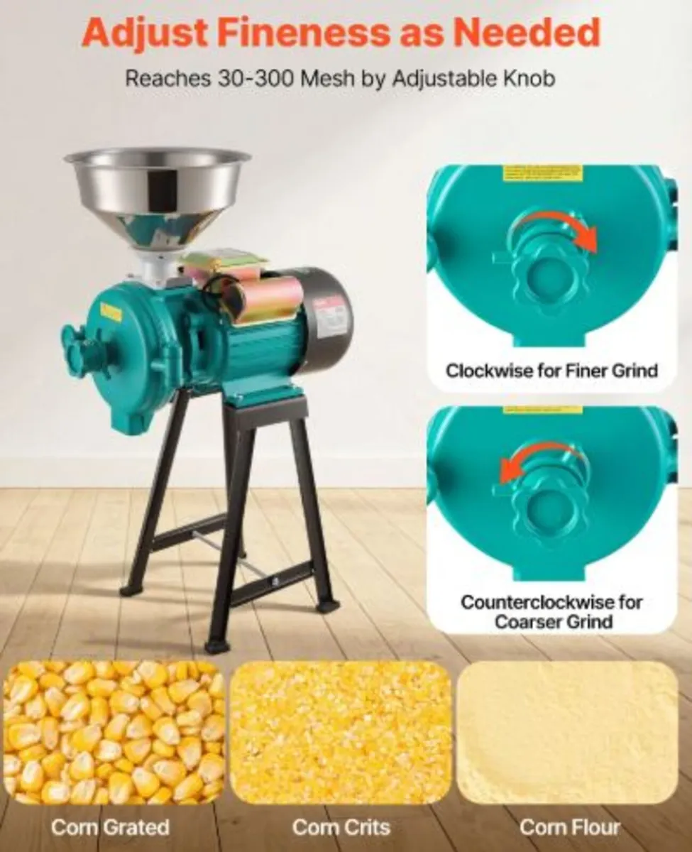 Electric Grain Mill Grinder, 110 lbs/H Commercial - Image 3