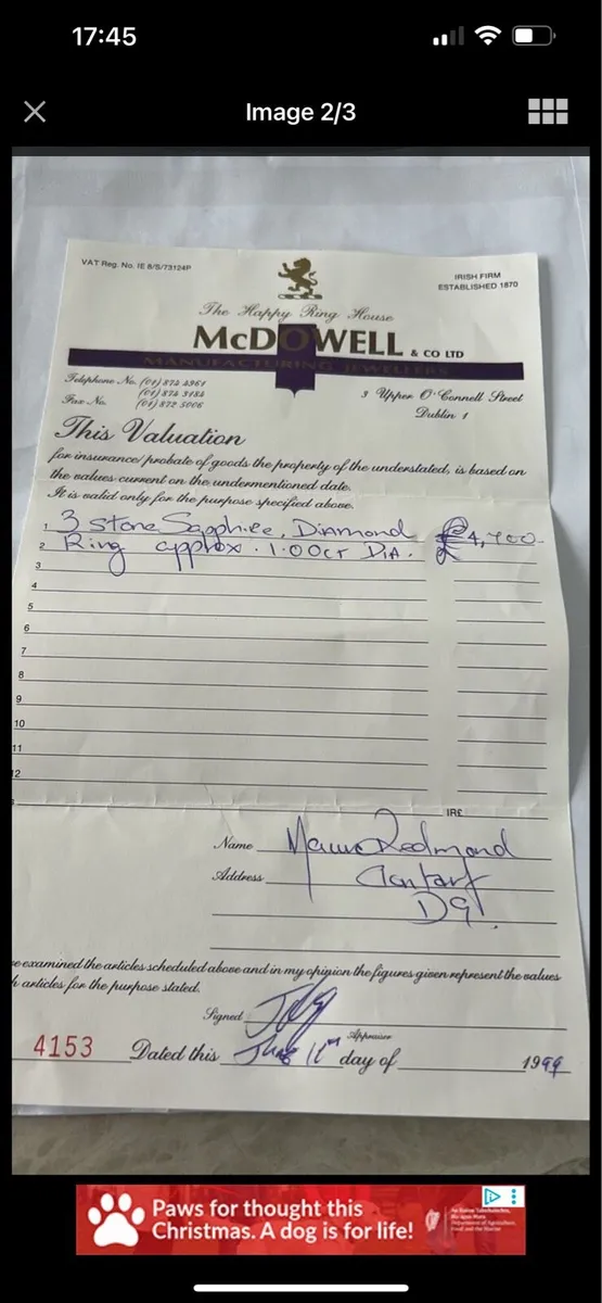 Gold Sapphire and diamond ring - Image 2