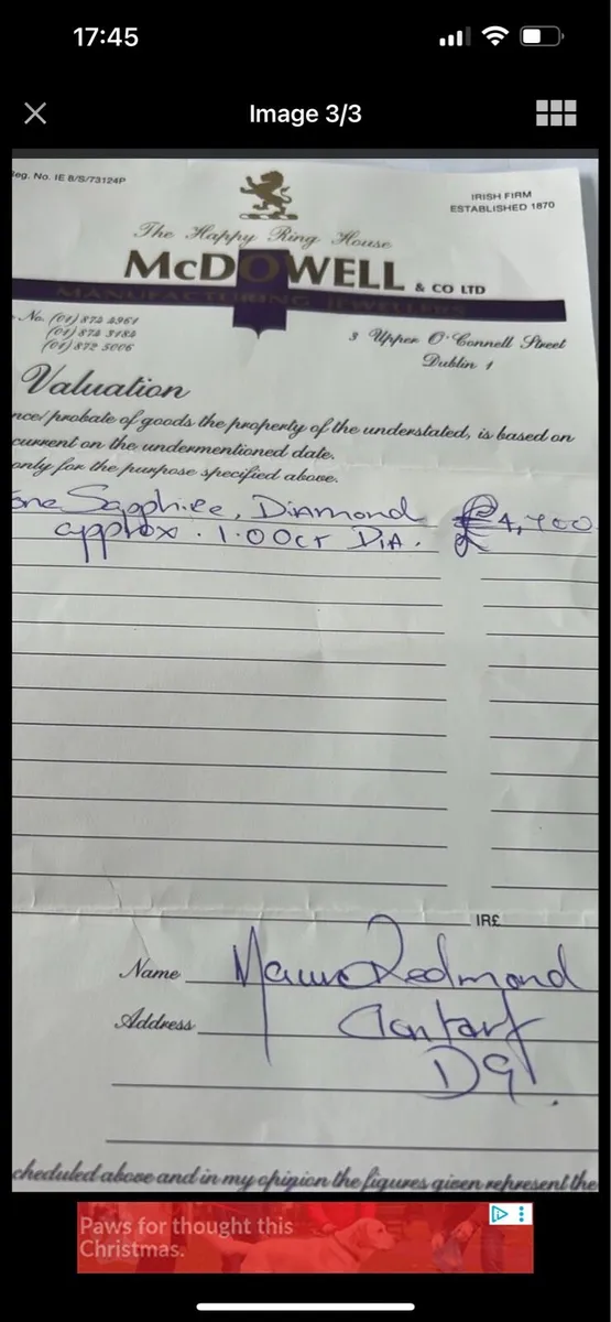 Gold Sapphire and diamond ring - Image 3