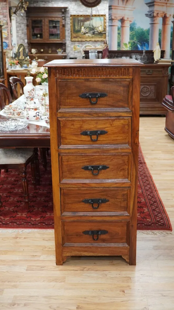 Solid Sheesham Wood Tallboy Chest of Drawers - Image 2