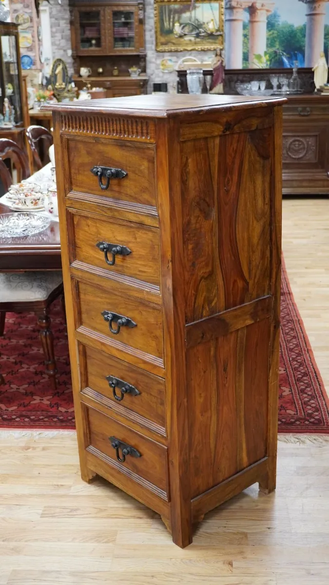 Solid Sheesham Wood Tallboy Chest of Drawers - Image 3