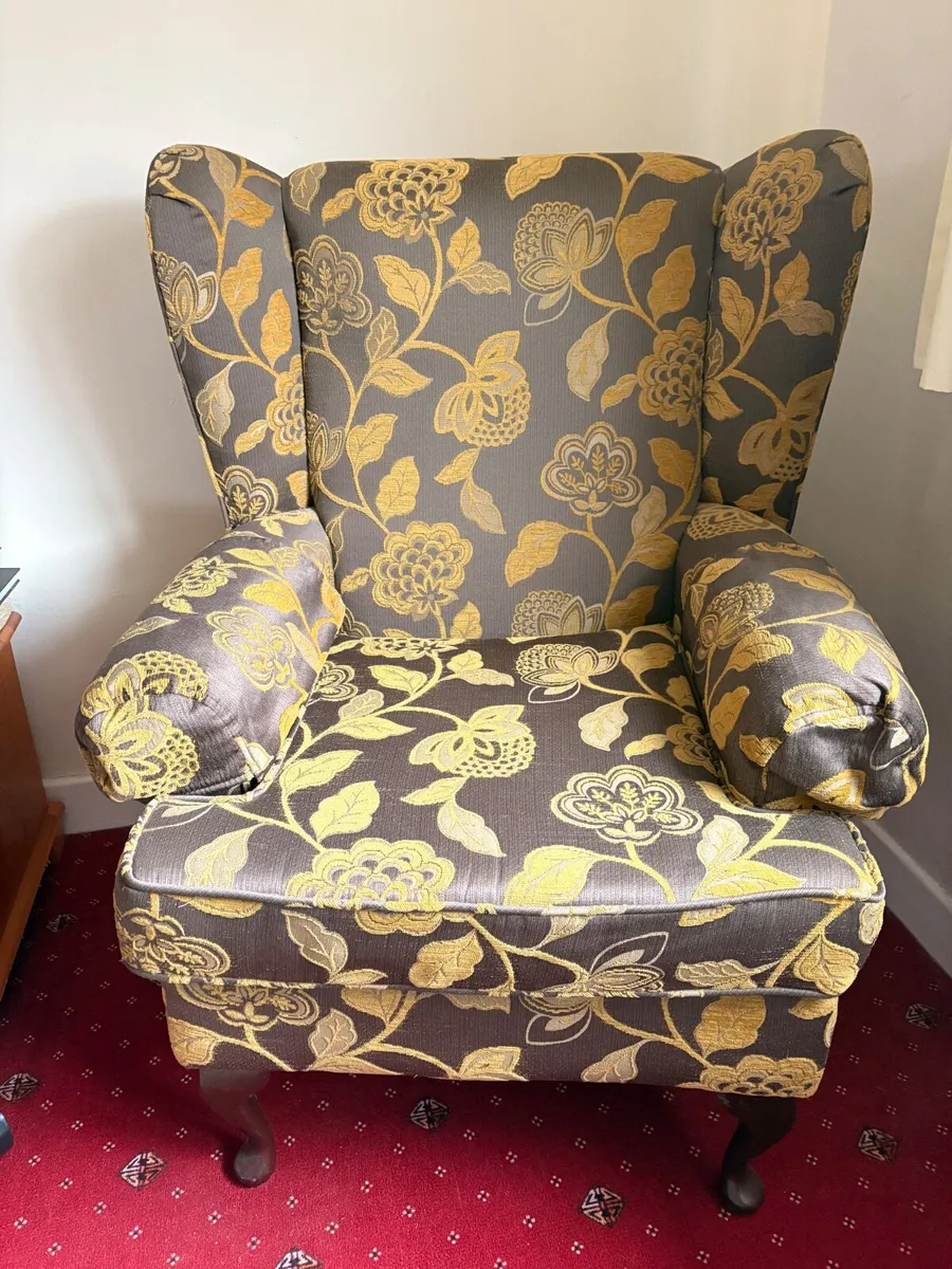 Queen Anne wingback fireside chair