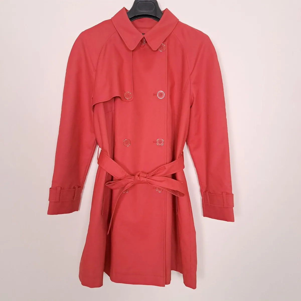 Eastex Coral Red Orange Belted Trench Coat 14UK - Image 1