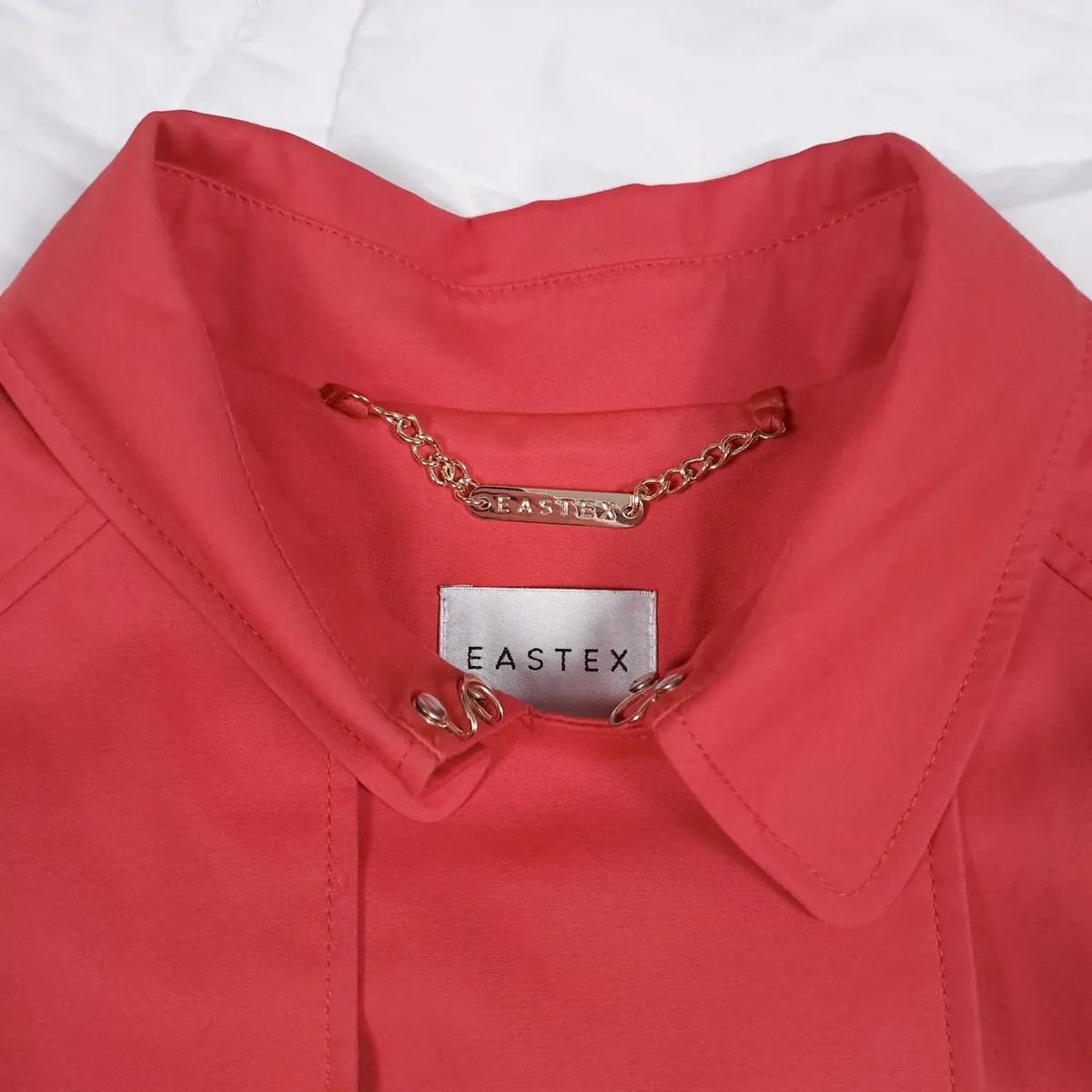 Eastex Coral Red Orange Belted Trench Coat 14UK - Image 3