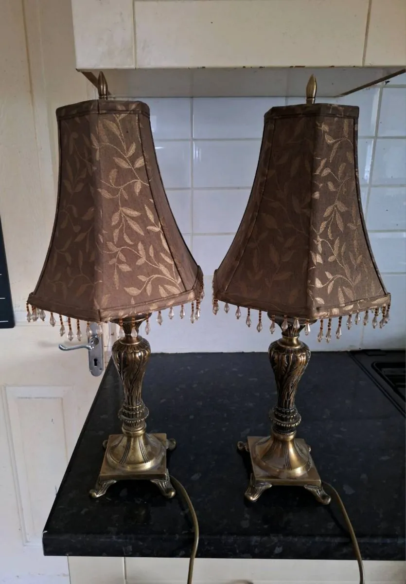 Beautiful pair of vintage metal table lamps - Image 1