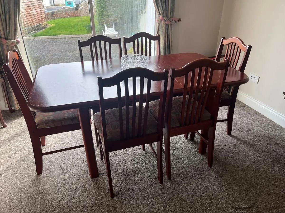 Teak table and six chairs