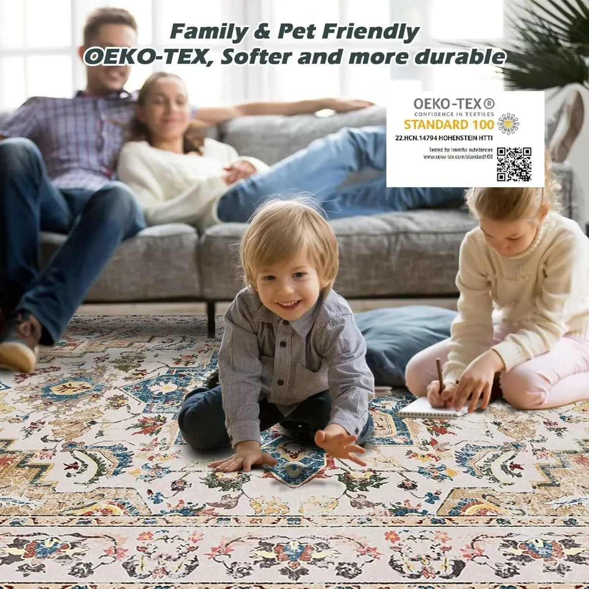 Rugs Living Room Large Washable Short Pile Area - Image 3