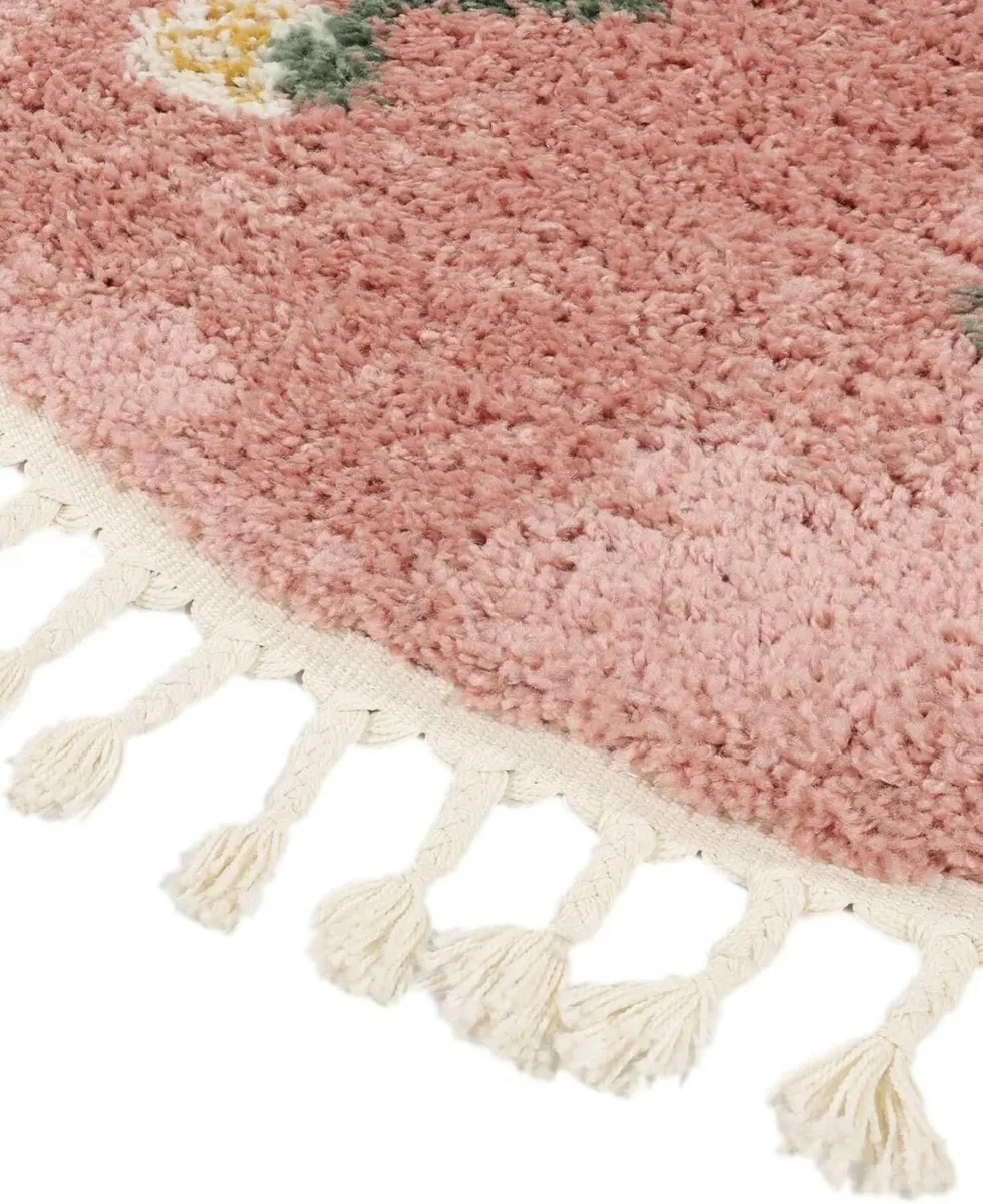 Linnea Kids Rug Shaggy/Handloom Ø 3′3″ ft (Ø 100 - Image 3