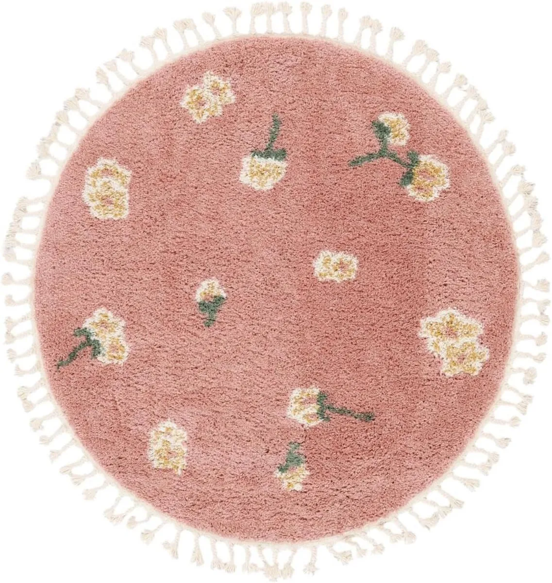 Linnea Kids Rug Shaggy/Handloom Ø 3′3″ ft (Ø 100 - Image 1