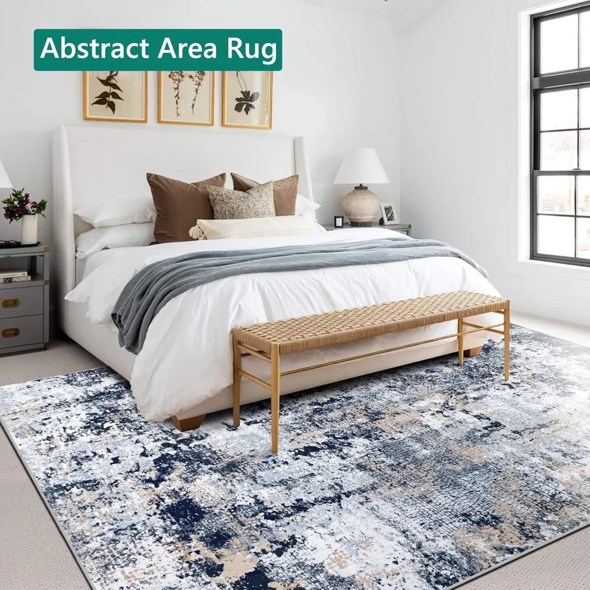 Navy Blue Abstract Area Rug 160x230cm Modern - Image 4