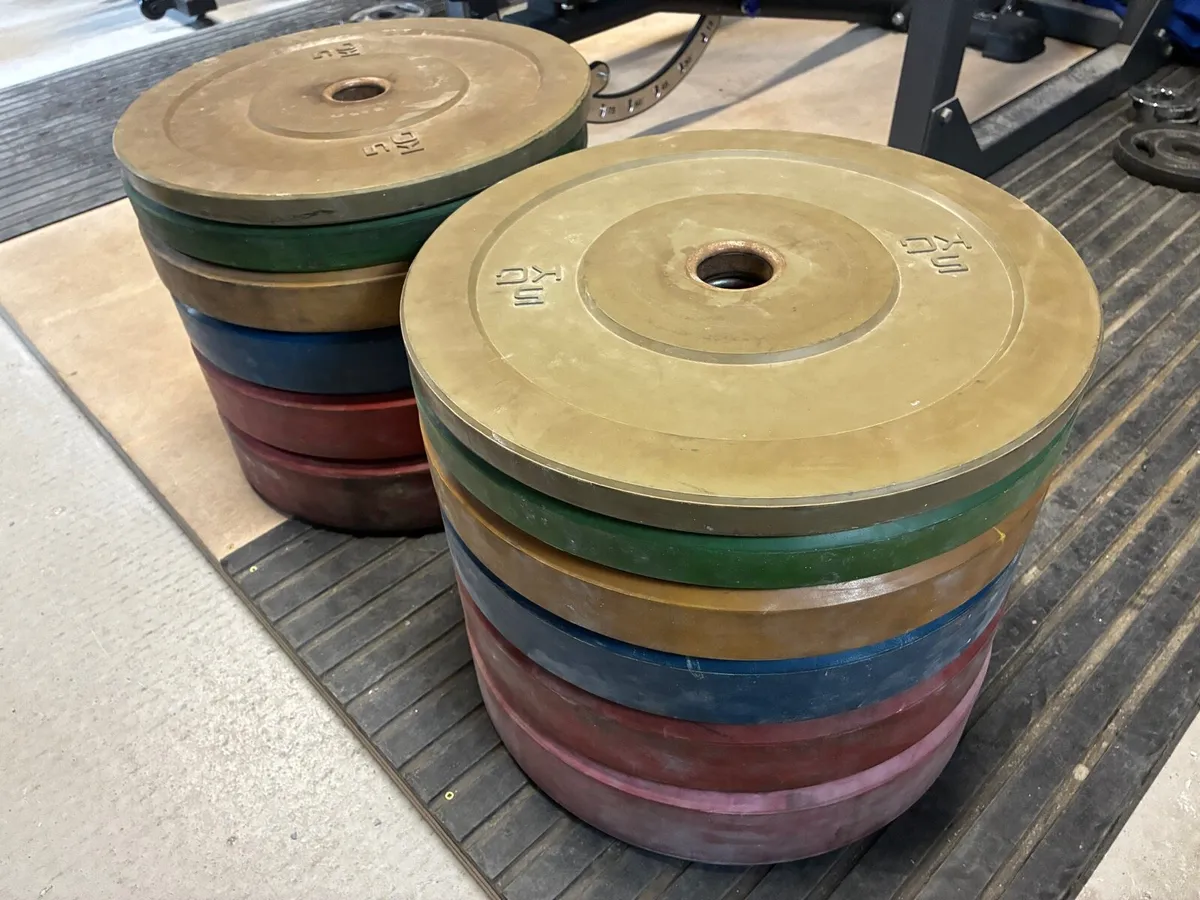 200kg Bumber Plates + 7ft Olympic Bar - Image 1