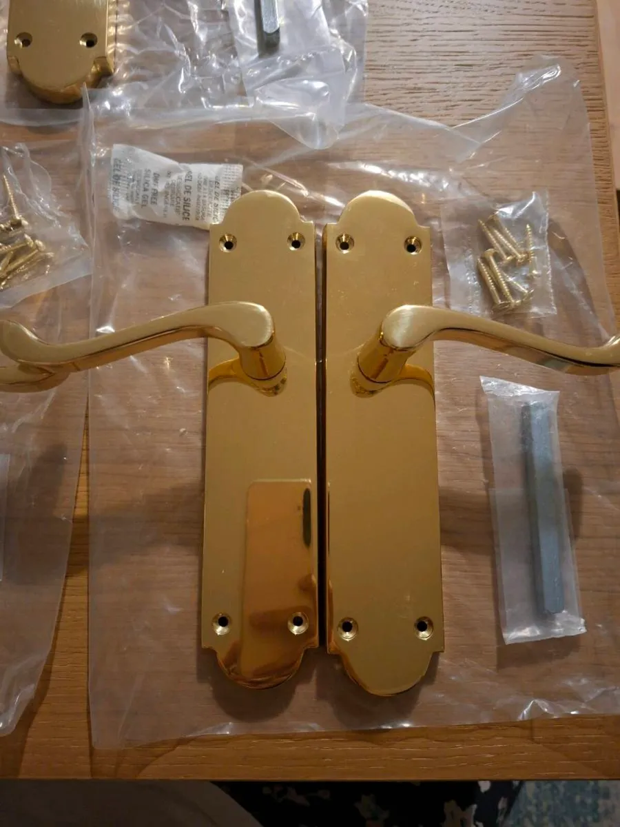 3 new polished brass door handle - Image 3
