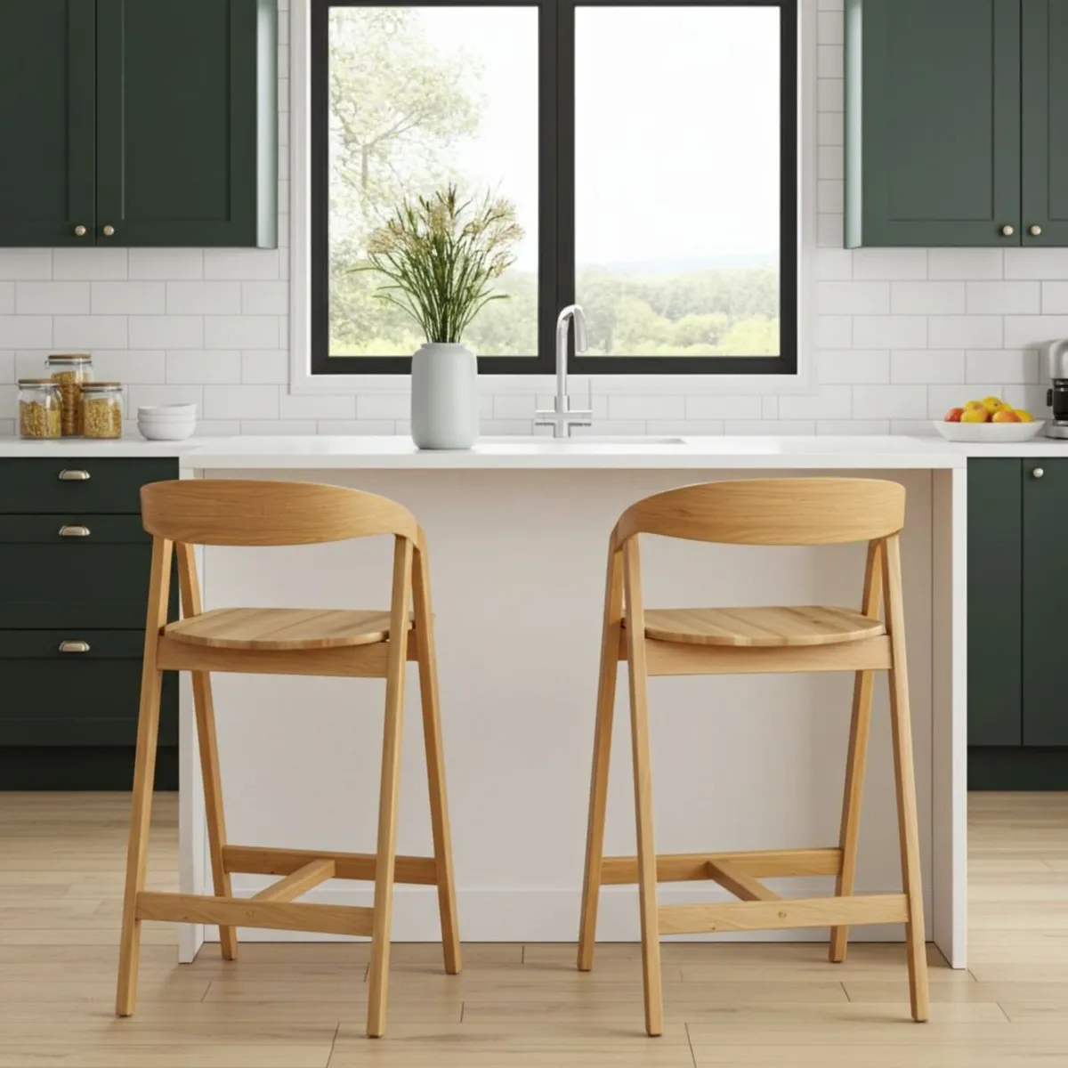 Nordic Oak Embrace Bar Stool - Image 1