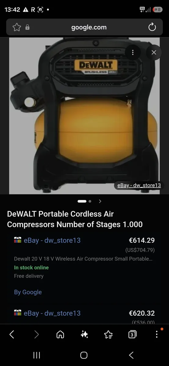 Dewalt Air Compressor & 54V 9AH Flexvolt Battery - Image 1