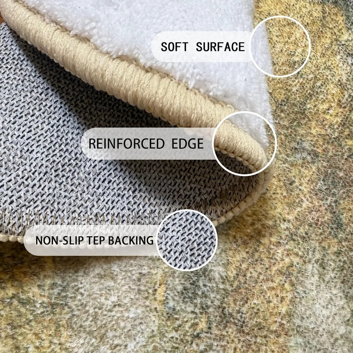 160cm Large Round Rug Gold Abstract Design - Image 3