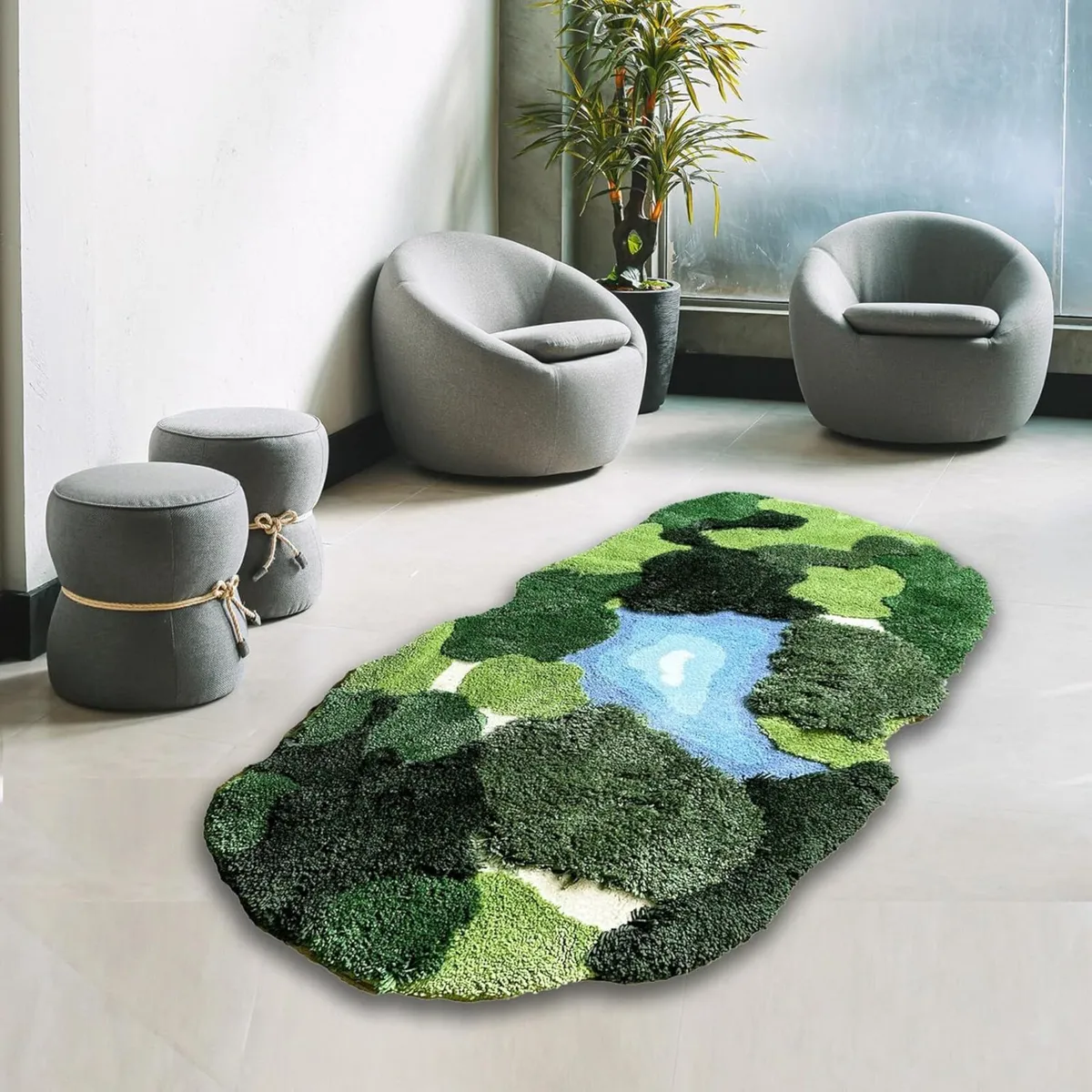 3D Moss Rug Shag Carpet Leaf Area Bathroom Rugs - Image 2