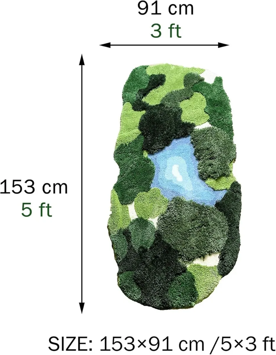 3D Moss Rug Shag Carpet Leaf Area Bathroom Rugs - Image 3