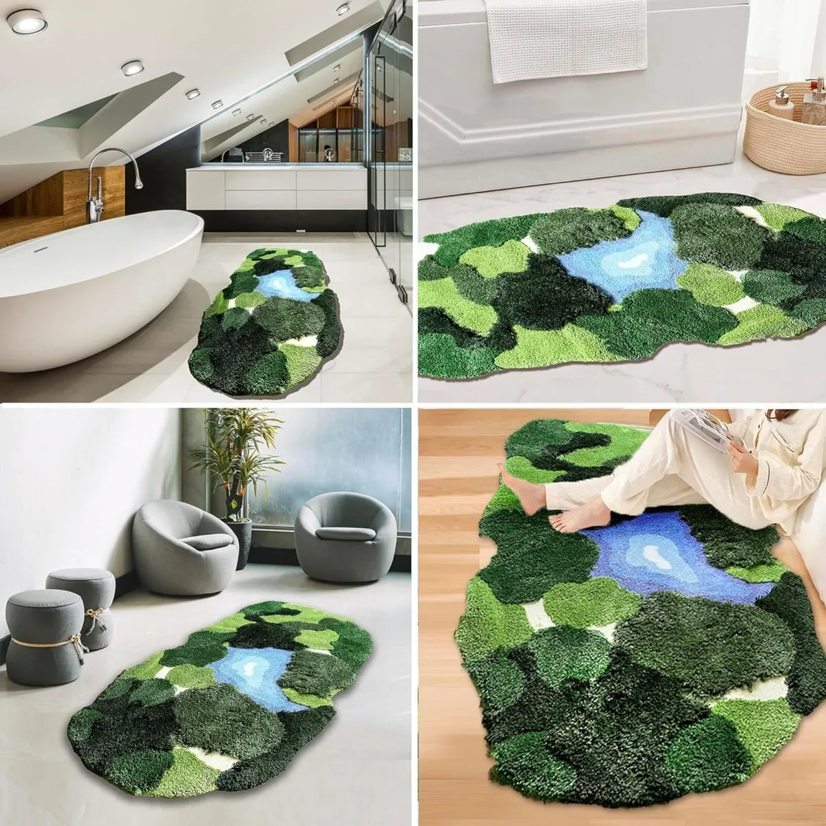 3D Moss Rug Shag Carpet Leaf Area Bathroom Rugs - Image 4