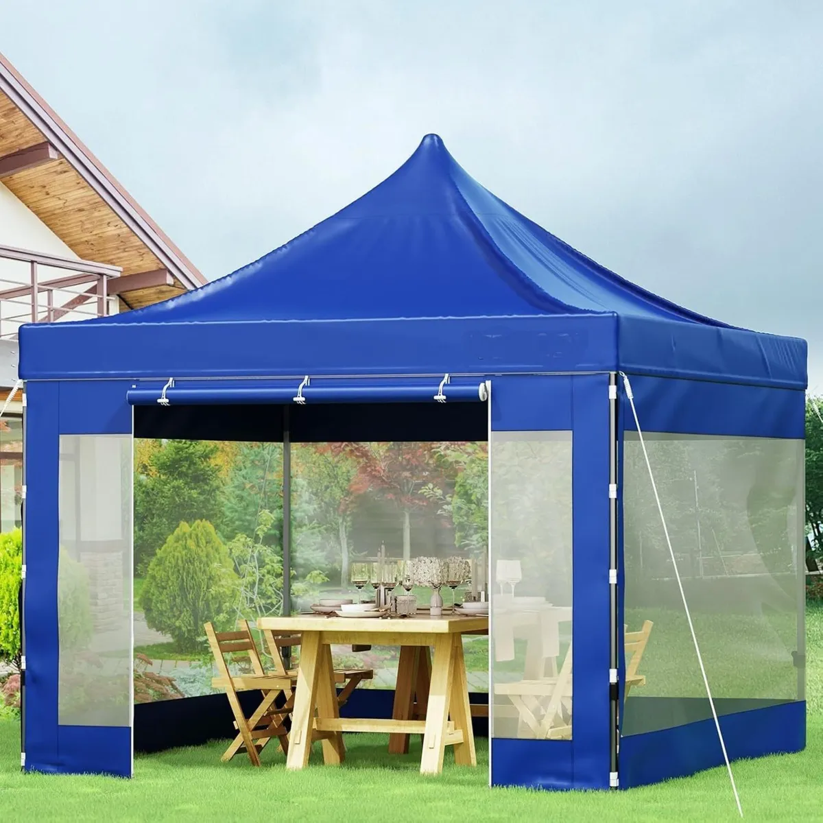 10x 10 Pop-Up Gazebo Blue With Sidewalls - Image 3