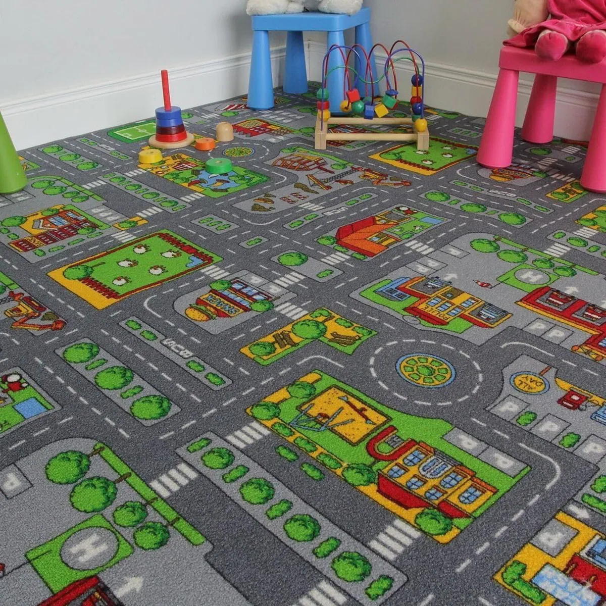 Children's Play Village Mat Town City Car Roads - Image 1
