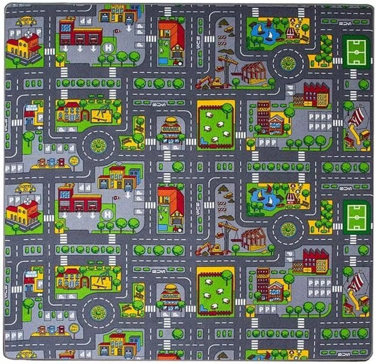 Children's Play Village Mat Town City Car Roads - Image 2