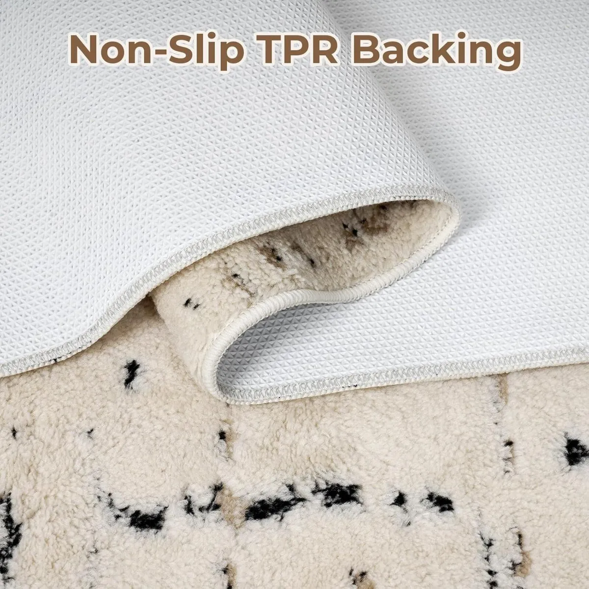 Fluffy Living Room Rug Large Shaggy Beige for - Image 4